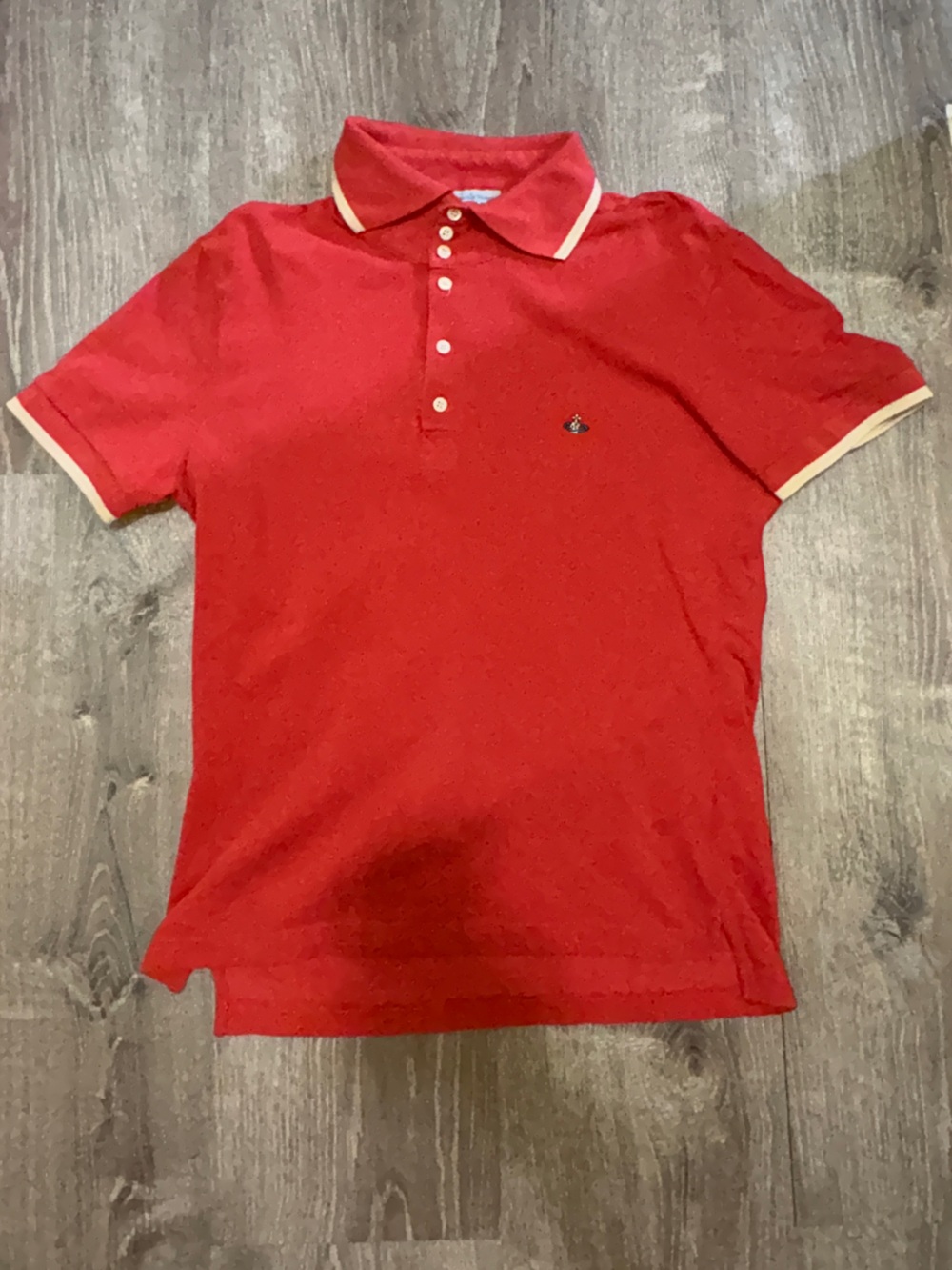 Vivienne Westwood Orange Polo with Cream Buttons